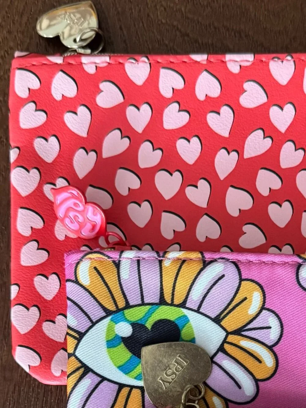 Ipsy Glam Bag Lot of 4 Pink Hearts Floral Glitter Cosmetic Pouches